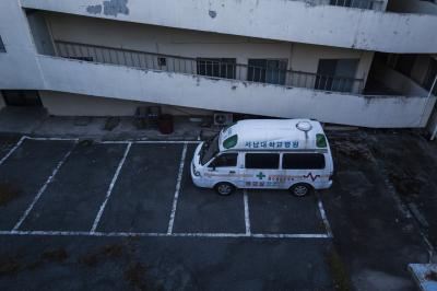 구 광주적십자병원 주차장의 응급차량