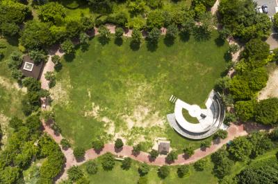 5·18기념공원 잔디공원과 5·18 민주화운동 학생기념탑 항공사진