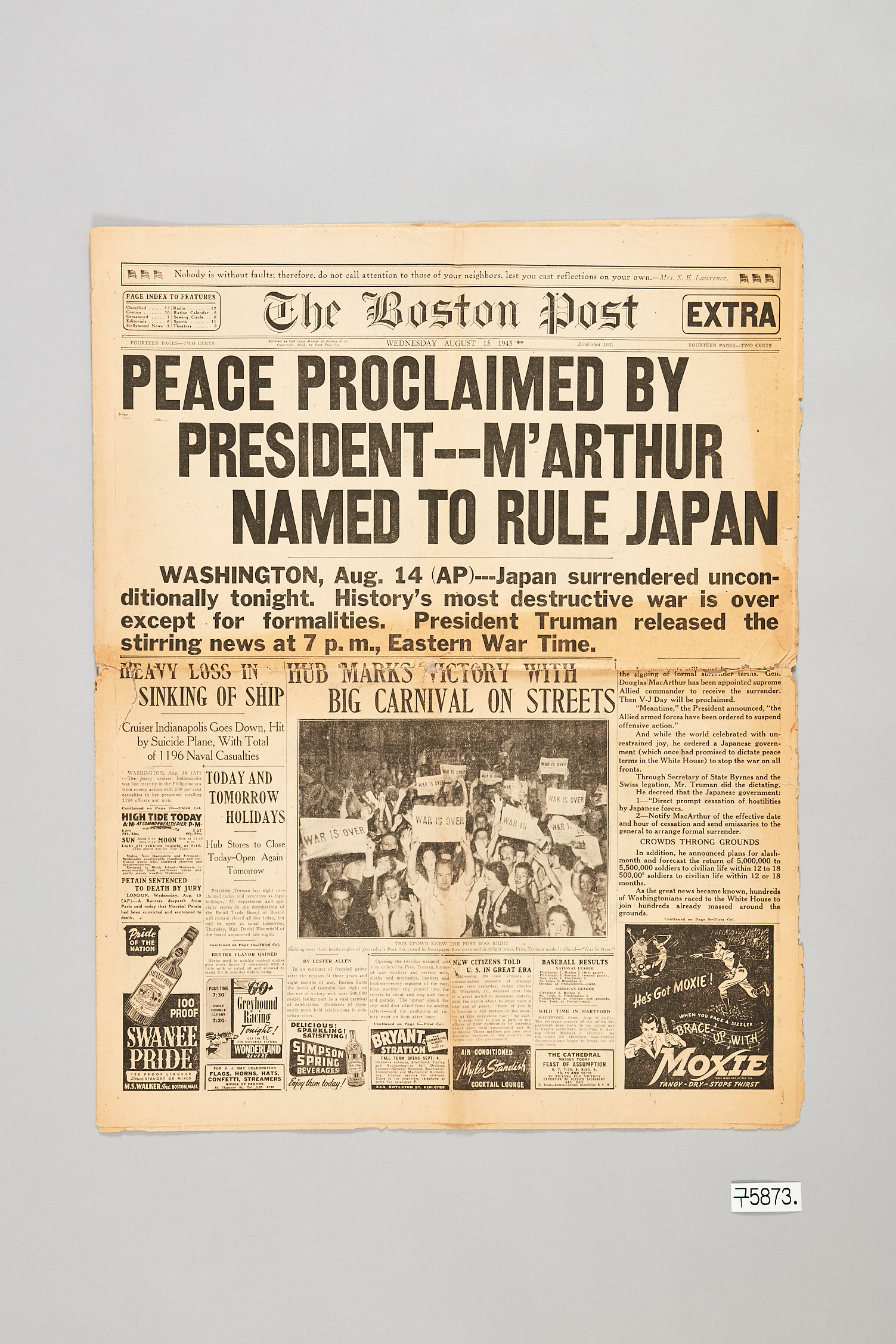 The Boston Post 1945년 8월 15일자