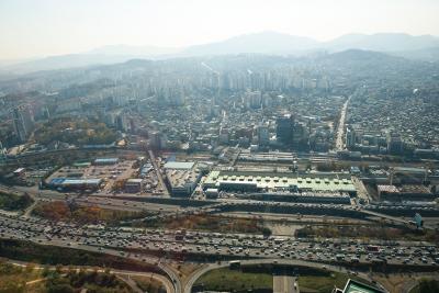 동작구 노량진동 일대와 올림픽대로