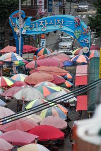기장시장 사거리 건물옥상 입구 전경
