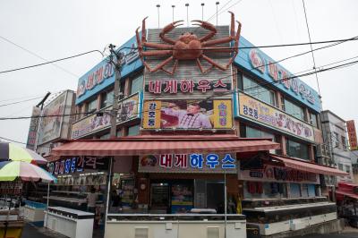 기장시장 사거리 대게가게 전경