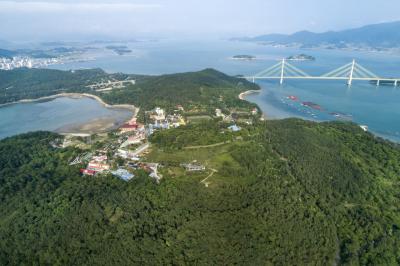 소록도 전경과 거금대교 항공사진