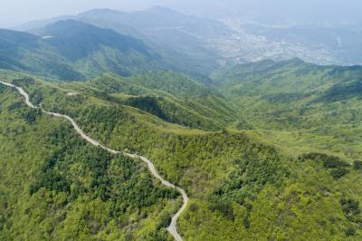 지리산 성삼재 고갯길과 산동면 항공사진