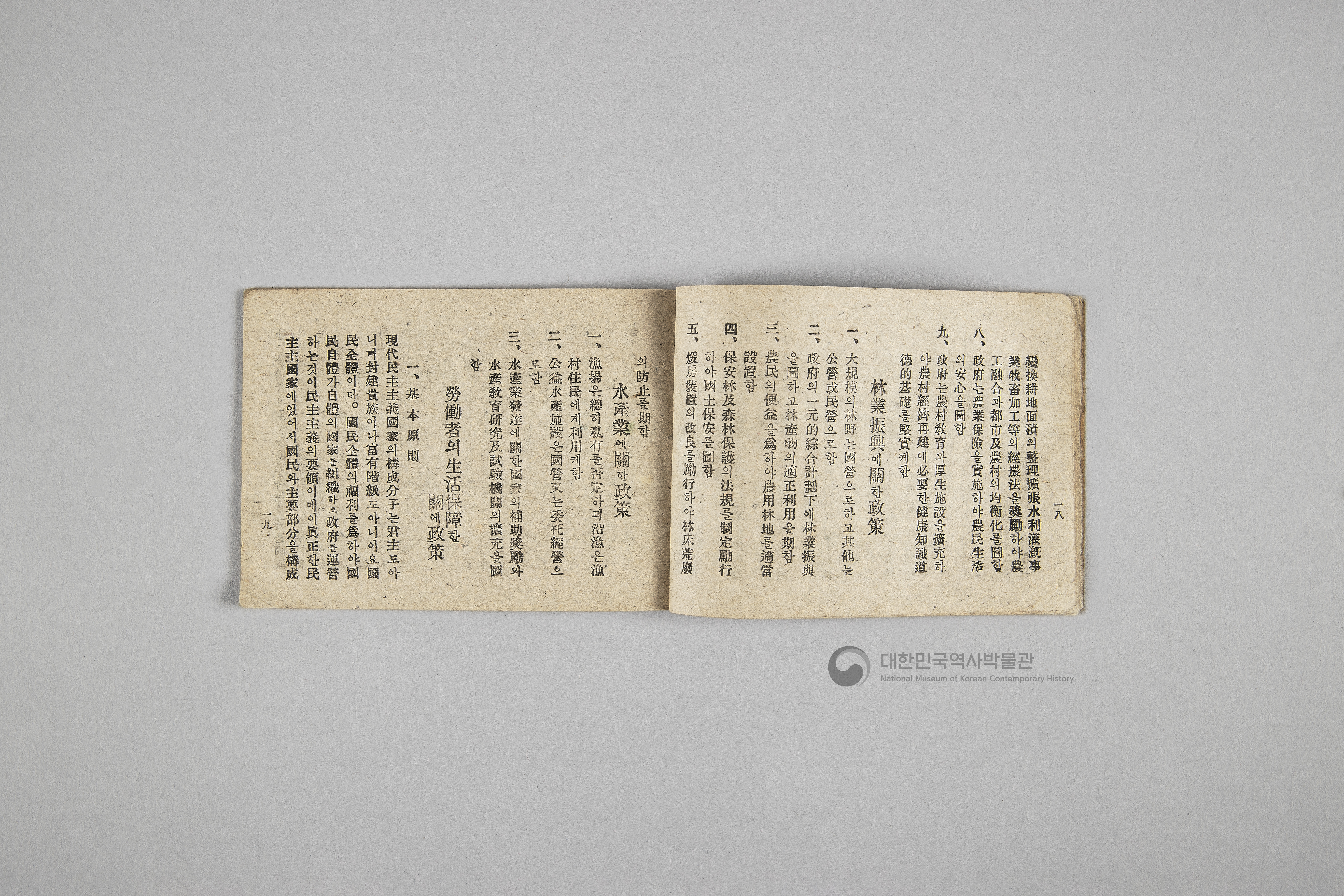 한국민주당 정강, 정책, 당헌