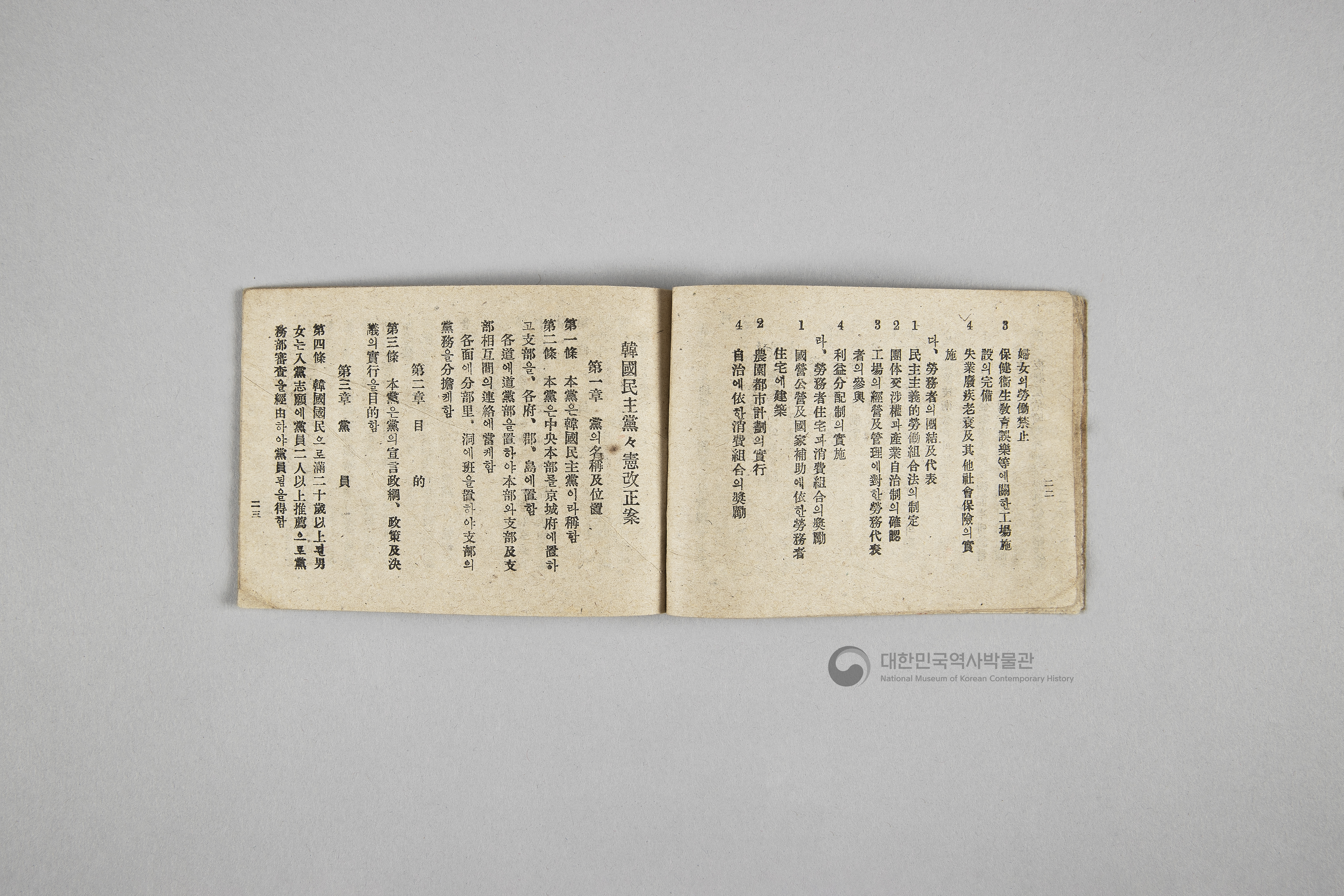 한국민주당 정강, 정책, 당헌