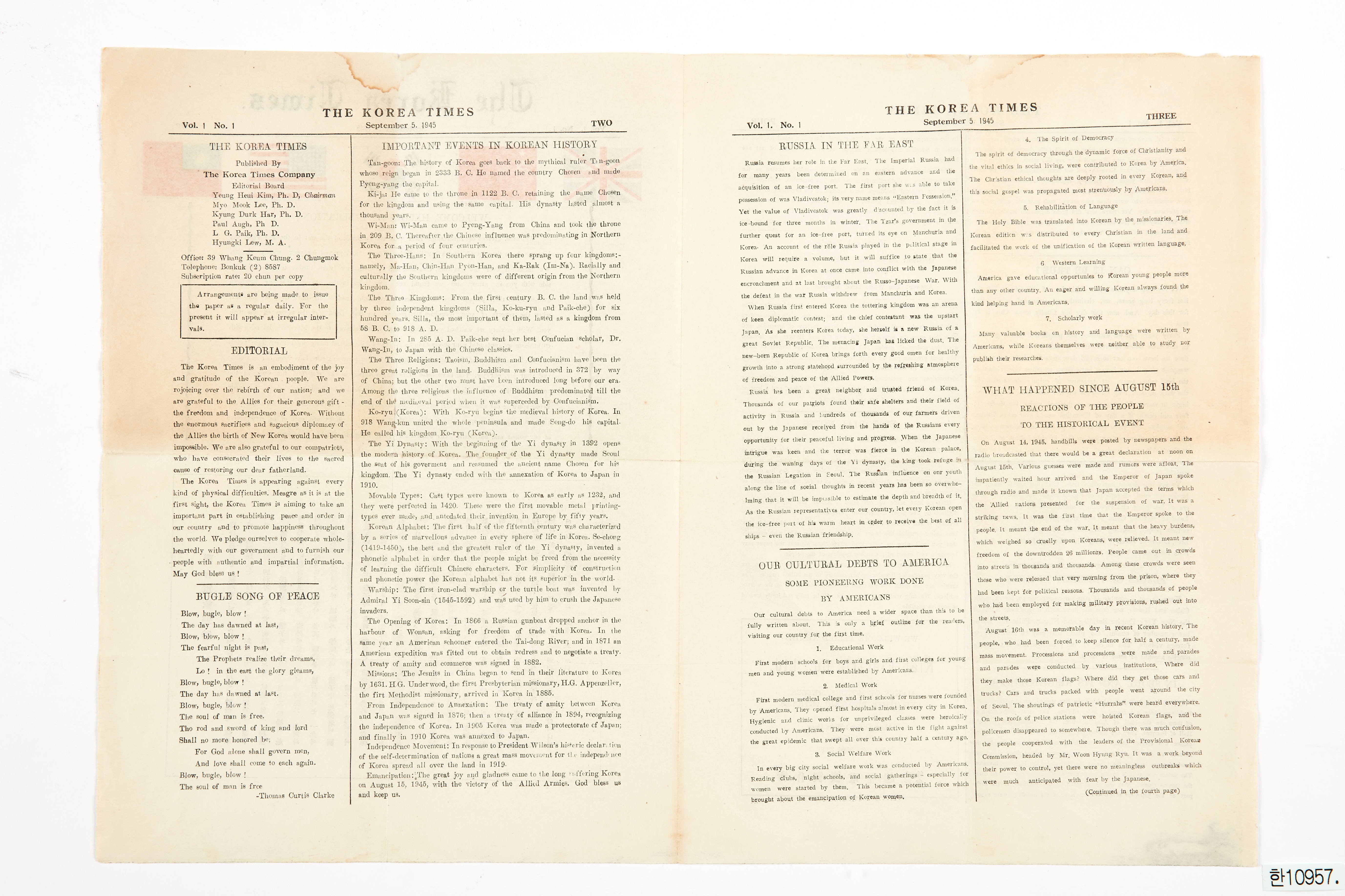 The Korea Times Vol. 1 No. 1