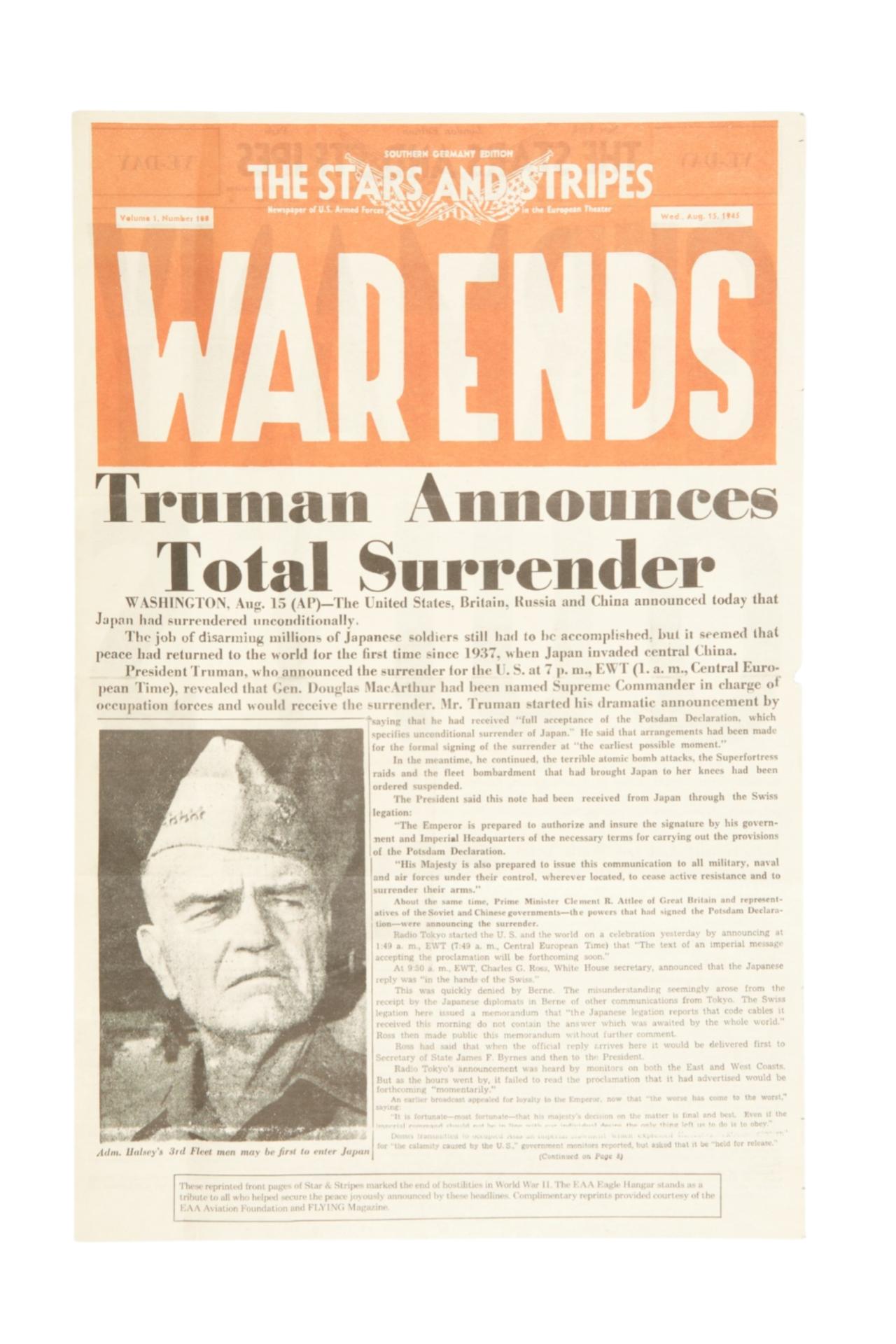 미 육군 신문 1945년 8월 15일자