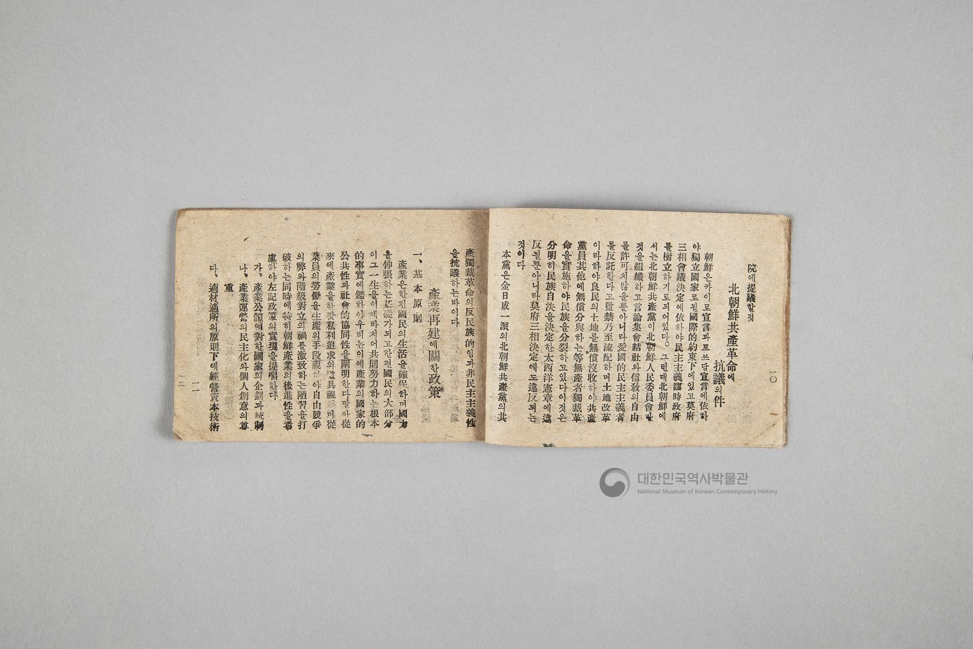 한국민주당 정강, 정책, 당헌